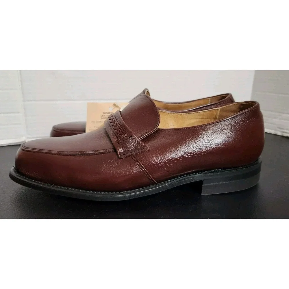 NEW Leather Classics Goodyear Dress Slip On Loafers Red Brown 8.5 3E USA Made